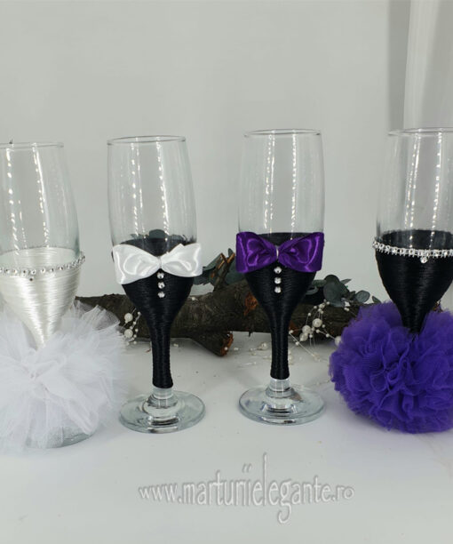 Set Pahare Miri si Nasi Elegant cu Mov