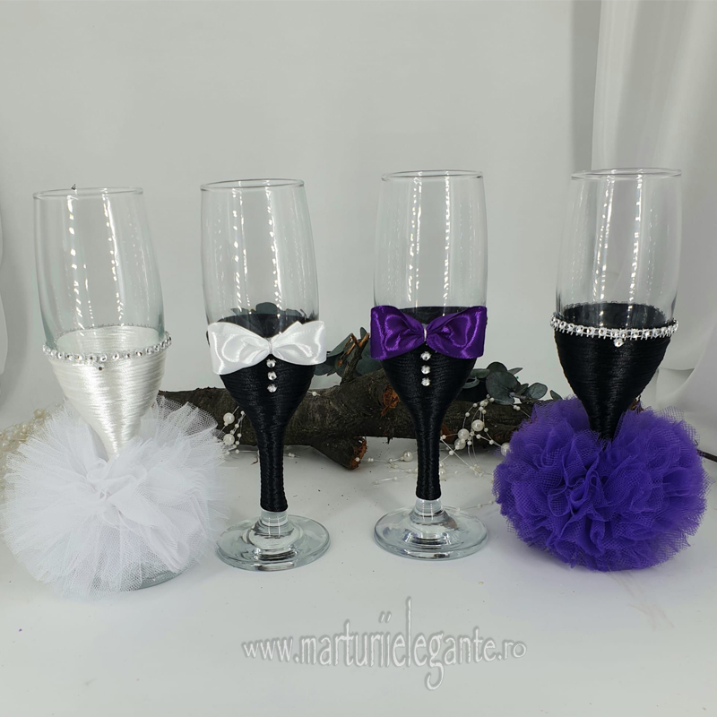 Set Pahare Miri si Nasi Elegant cu Mov