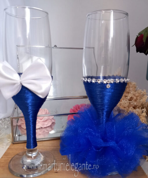 Set 2 Pahare Nasi Elegant cu Albastru