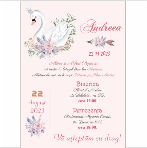 Invitatie Botez Digitala Printesa Lebada