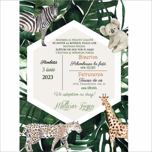 Invitatie de botez Jungla Safari