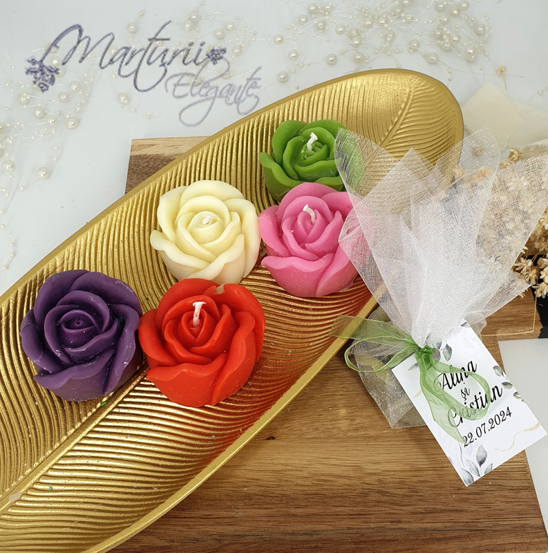 Marturii Elegante Trandafir Lumanare Ceara soia Parfumata (1)