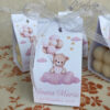 Marturie de botez lumanare bubble ursulet roz cu baloane