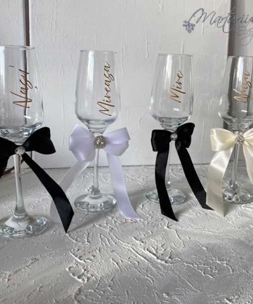 Set 4 pahare nunta personalizate miri si nasi