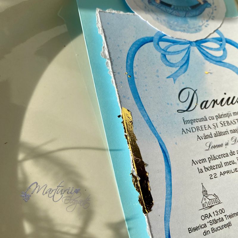 Invitatie de Botez Calut Carusel Bleu Elegant (3)