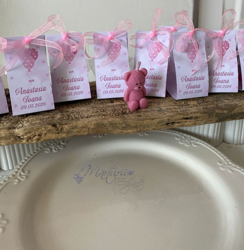 Marturie Lumanare Ursulet in Cutiuta Personalizata