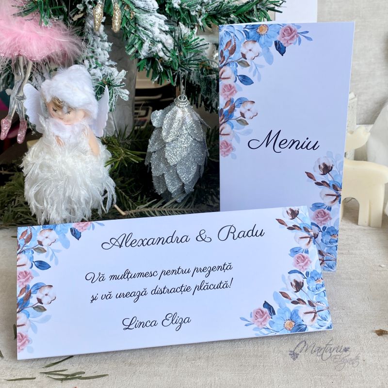 Plic de Bani Deosebit cu Flori de Bumbac si Flori Albastre Pastel (1)