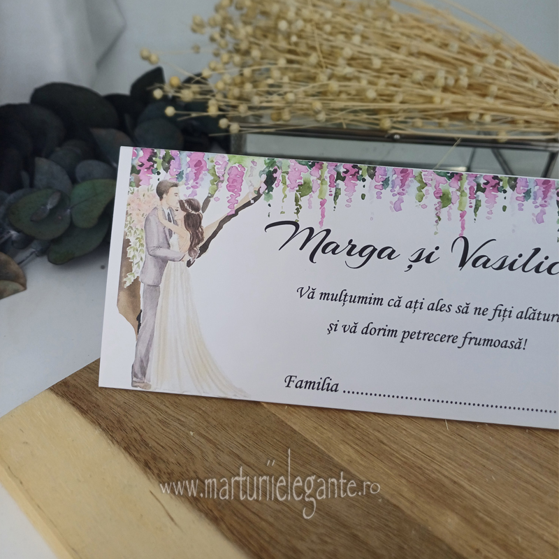 Plicuri de Bani Nunta cu Miri Romantici si Model Floral Watercolor